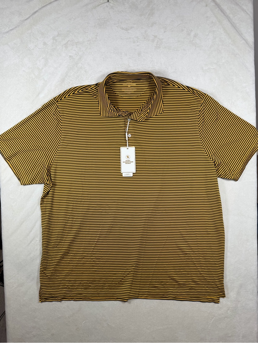 NWT Hart Schaffner Marx XXL Luxury Performance Striped Polo Mustard & Black